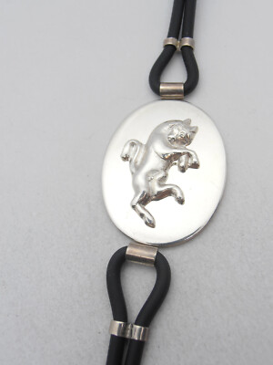 Cozzi Gioielli Taurus Zodiac 925 Sterling Silver and Rubber Bracelet Unisex