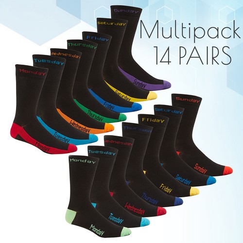 Herren Neuheit Tage der Woche farbige Arbeitsalltagssocken Multipack Bundle 6-11 - Bild 5 von 5
