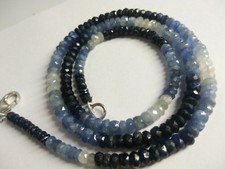 AAA BLUE SAPPHIRE RONDELLE FACETED 4-5 MM LOOSE GEMSTONE BEADS 18.5" NECKLACE