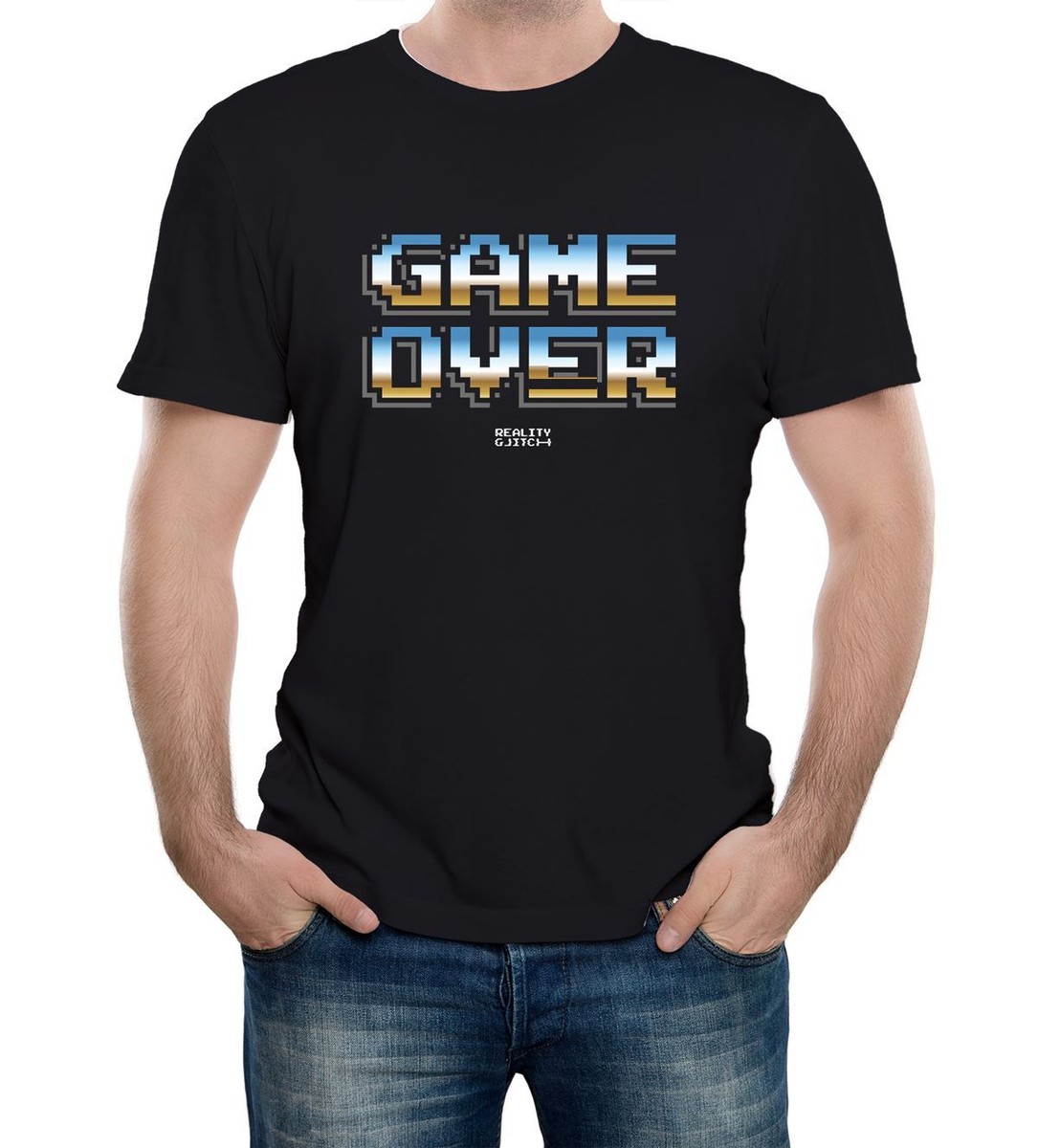 Mens Game Over Retro 80's T-Shirt Classic Gaming Bit Arcade