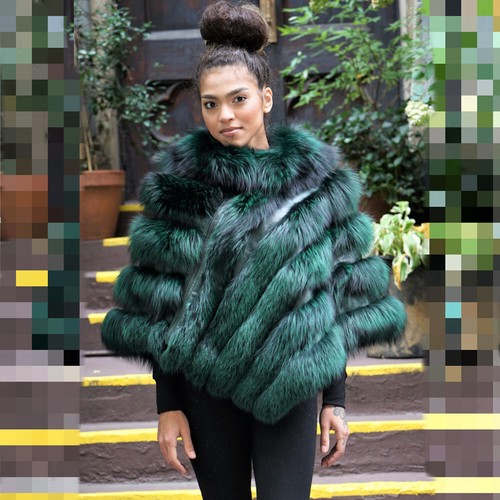 green fur cape