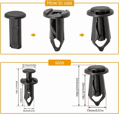 Pernos de carrocería y clips de tuerca en U para Mazda - Protector contra salpicaduras bajo cubierta del motor M6 - Imagen 6 de 14