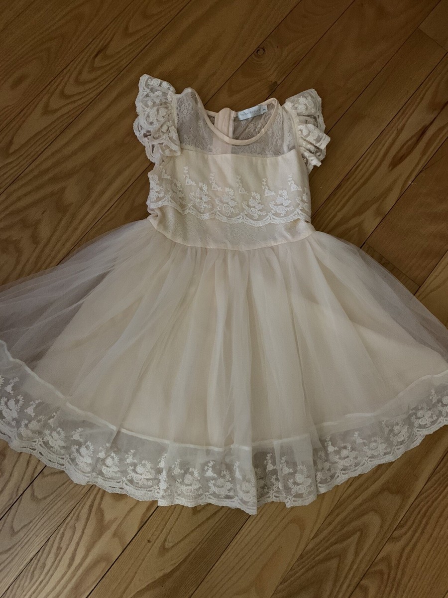 Trish Scully Peach-Ivory Tulle Lace Trim • Size • EEUC • Easter •  Communion
