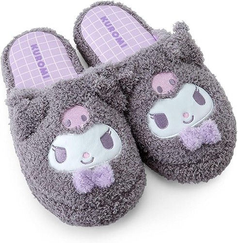 Sanrio Character Kuromi Face Shaped Fluffy Slippers Room Shoes New JP