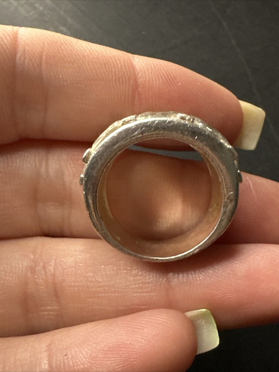 Bague Ancienne En Argent 925 - Jonc Style Dôme, Taille 57