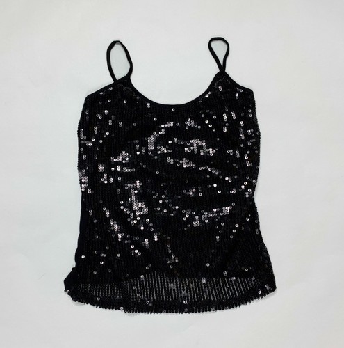 maglia paillettes donna top nero usato S crop canotta wear moda disco T6595  | eBay