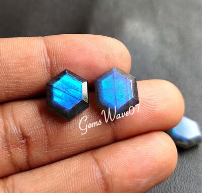 Blue Flash Labradorite Calibrated Hexagon Cut Shape 14x11mm Natural Gemstone Lot