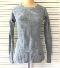 Toms Womens Sweater Top XS Gray Chunky Knit Long Sleeve Ribbed Casual Pull Over
