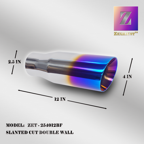 4in Blue Flame Exhaust Tip 2.5in Inlet 12in Long Angle Double Wall Loud Exhaust eBay