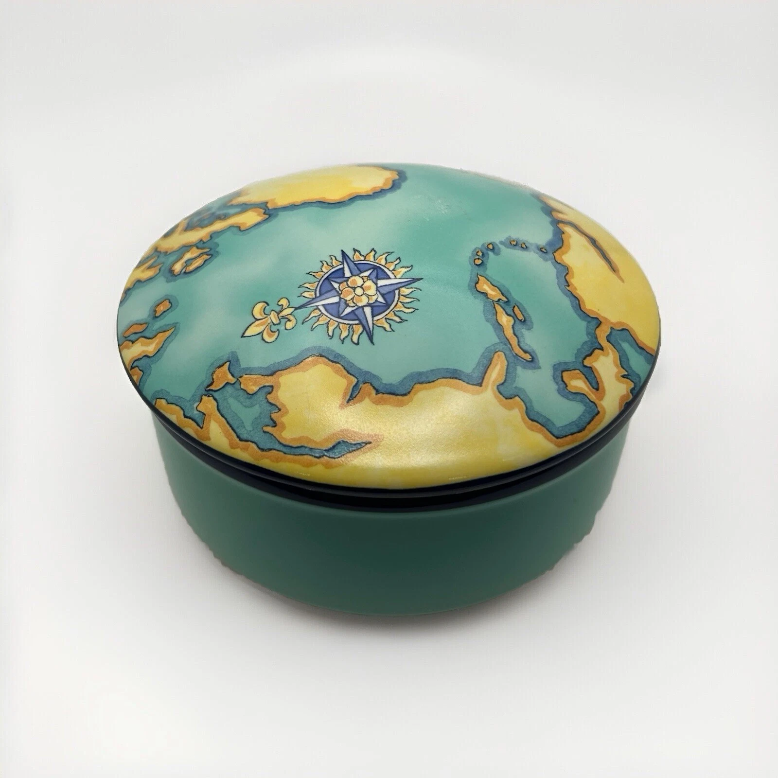 TIFFANY & CO. Globe Blue Map Trinket Box Tauck World Discovery Lidded Porcelain