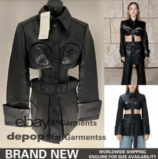 H&m Rokh Rabbane Designer ✨ Uk10 Us6 Eur38 | Black Cut Out Leather Blazer | New✅