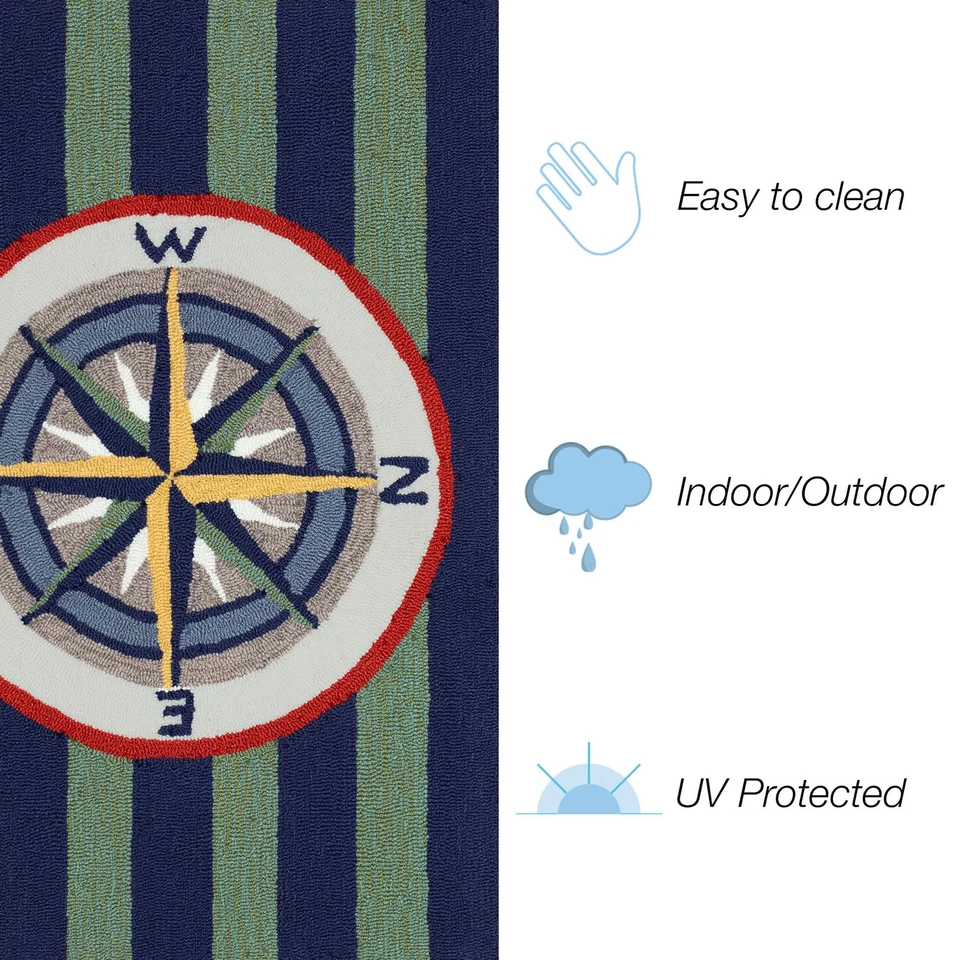 Alfombra duradera acolchada a mano interior/exterior FRONTPORCH - Transitional Nautica... Foto 3 de 4