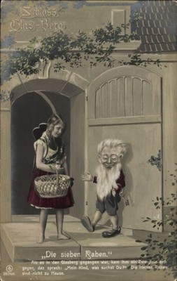 Ak Märchen, Gebrüder Grimm, Die sieben Raben, Schloss Glas-Berg - 11108917