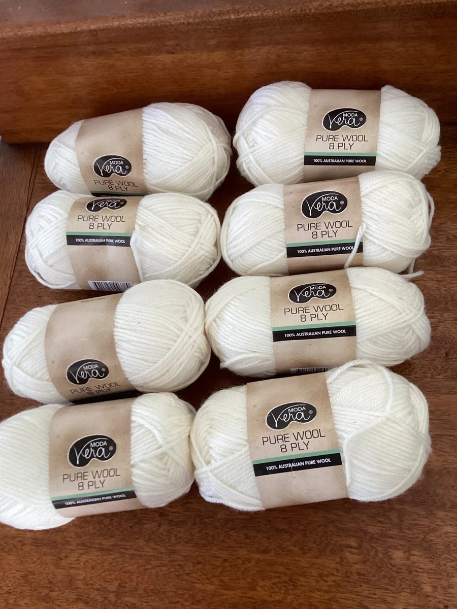 pure wool  moda vera   8 ply 50g   aussie WOOL yarn 8 balls