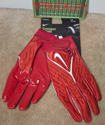 NIKE SUPERBAD 6.0 ADULT PADDED FOOTBALL GLOVES, NFL TEAM ISSUED
