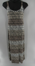 Old Navy Women Sleeveless Knit Maxi Dress Beige Black Marled Stretch Casual NEW