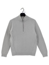 Aquascutum Men's Jumper M Grey 100% Cashmere High Neck Pullover