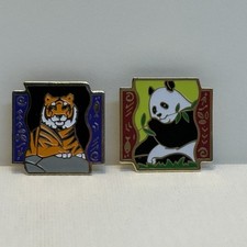 Shopko 1992 Vintage Collectible Enamel Lapel Pins Tiger And Giant Panda Bear