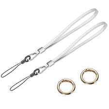 2 Pcs Leather Wristlet Strap Wrist Lanyard for Cellphone Keychain Silver 