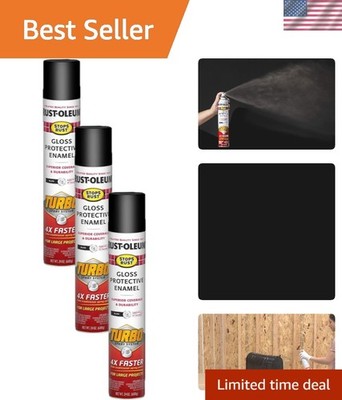 Rust-Oleum 334128-3PK Stops Rust Turbo Spray Paint, 24 Oz, Gloss Black, 6 Pack