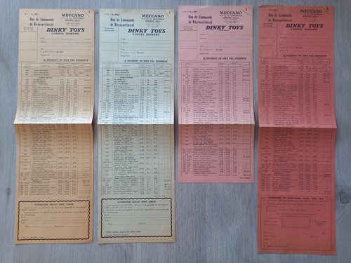DINKY TOYS 4 "UMSORTIMENT BESTELLSCHEIN" VON 1962 SELTEN