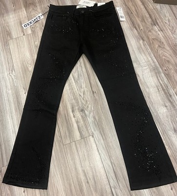 LIQUID CRYSTAL- RHINESTONE STACKED JEANS JTF2316A (JET BLACK) | eBay