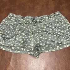 Victorias Secret Silk Green Floral Pajama PJ Lounge Short Bottoms L
