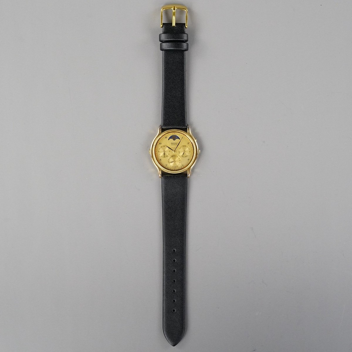 SEIKO Vintage 7F38-6180 Triple Calendar Moon Phase Men's Watch