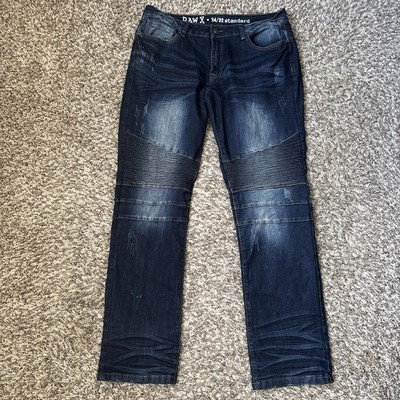 Raw X Standard Stretch Moto Skinny Jeans Size 34x32, Distressed Whiskered