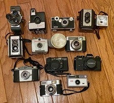 Lots of 12 vintage cameras! Voigtlander,Kodak,Argus,Tenax,Konica,Yashica & more!