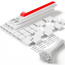Flow fire 30x15mm White Cable Trunking, 4M Self Adhesive Cable Conduit Manage...