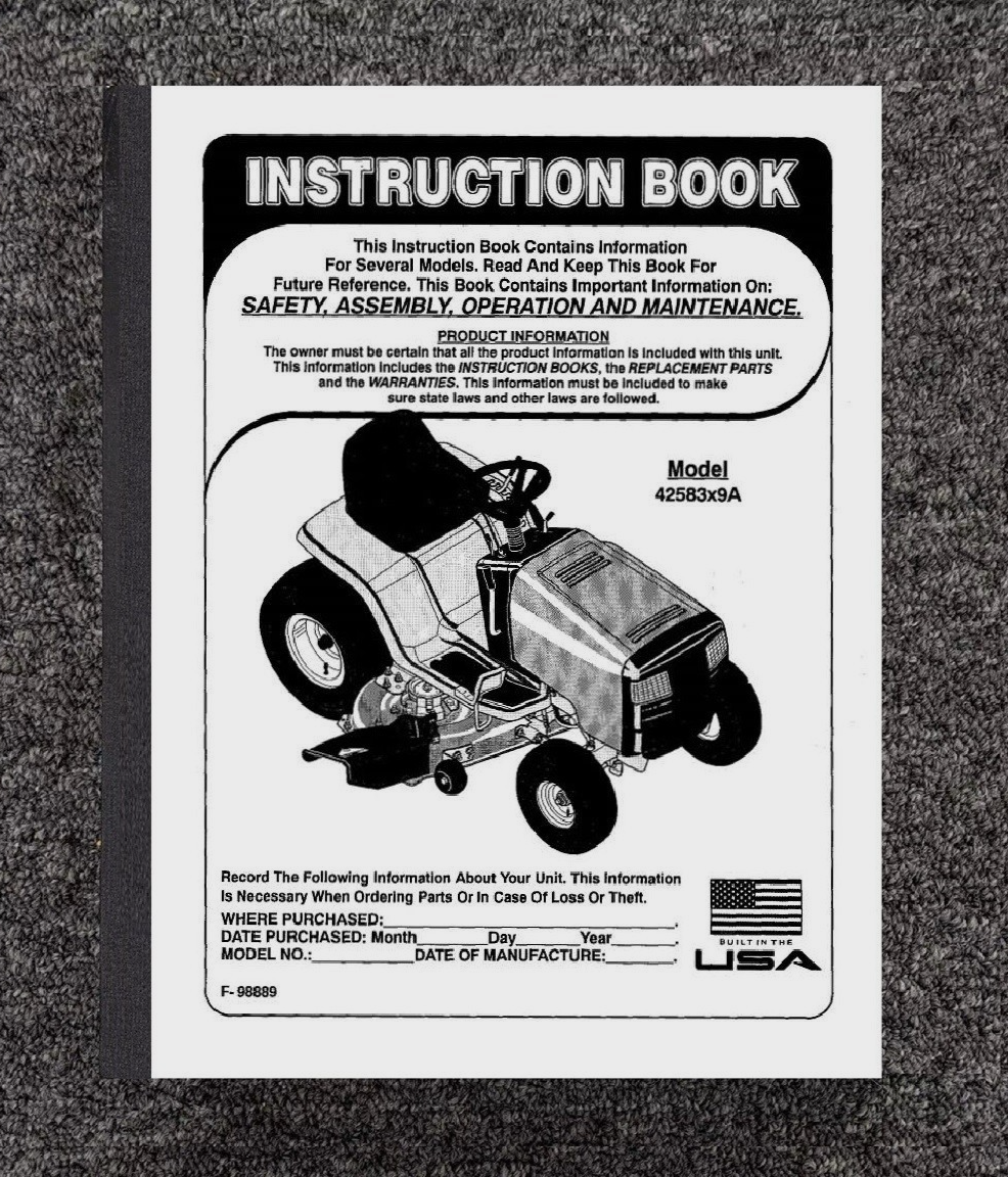 Riding Lawn Tractor Operator Instruction Manual Murray 42583x9A