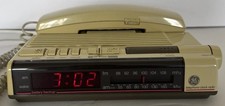 Telephone Clock Radio Space Saver General Electric 2-9711A Tested Works Vintage