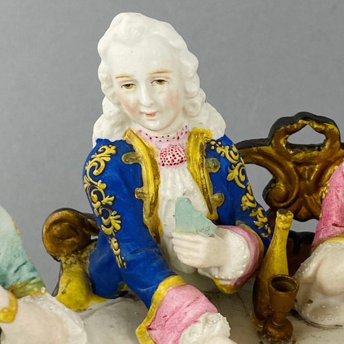 Conta & Boehme Porcelain Antique c1880 Figurine / Inkwell Cover Card Players - Picture 9 of 24