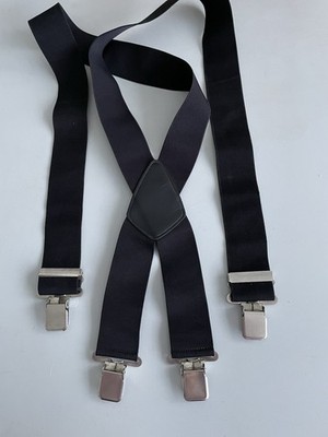 Herren Hosenträger, schwarz strapazierfähig, 2 Zoll breit, Clip, X Style 