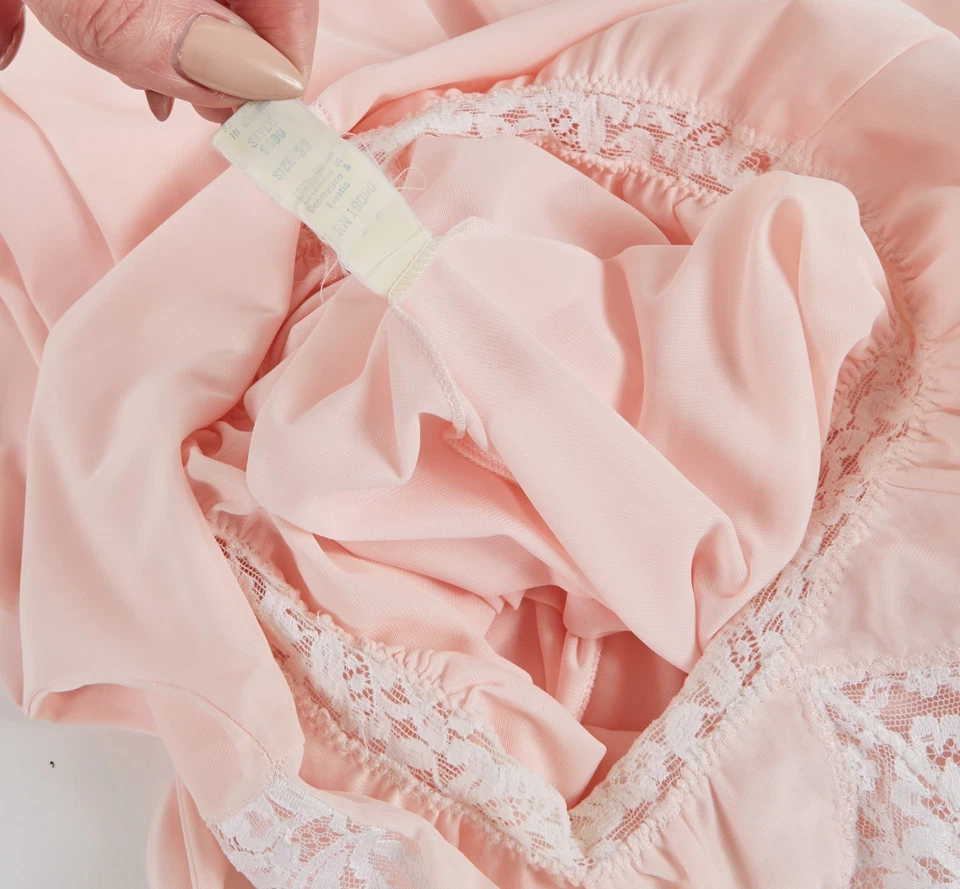 Camisón Olga Años 60 Encaje Transparente Elegante Vestido Nylon Rosa Talla 32 - Defectos Foto 4 de 4