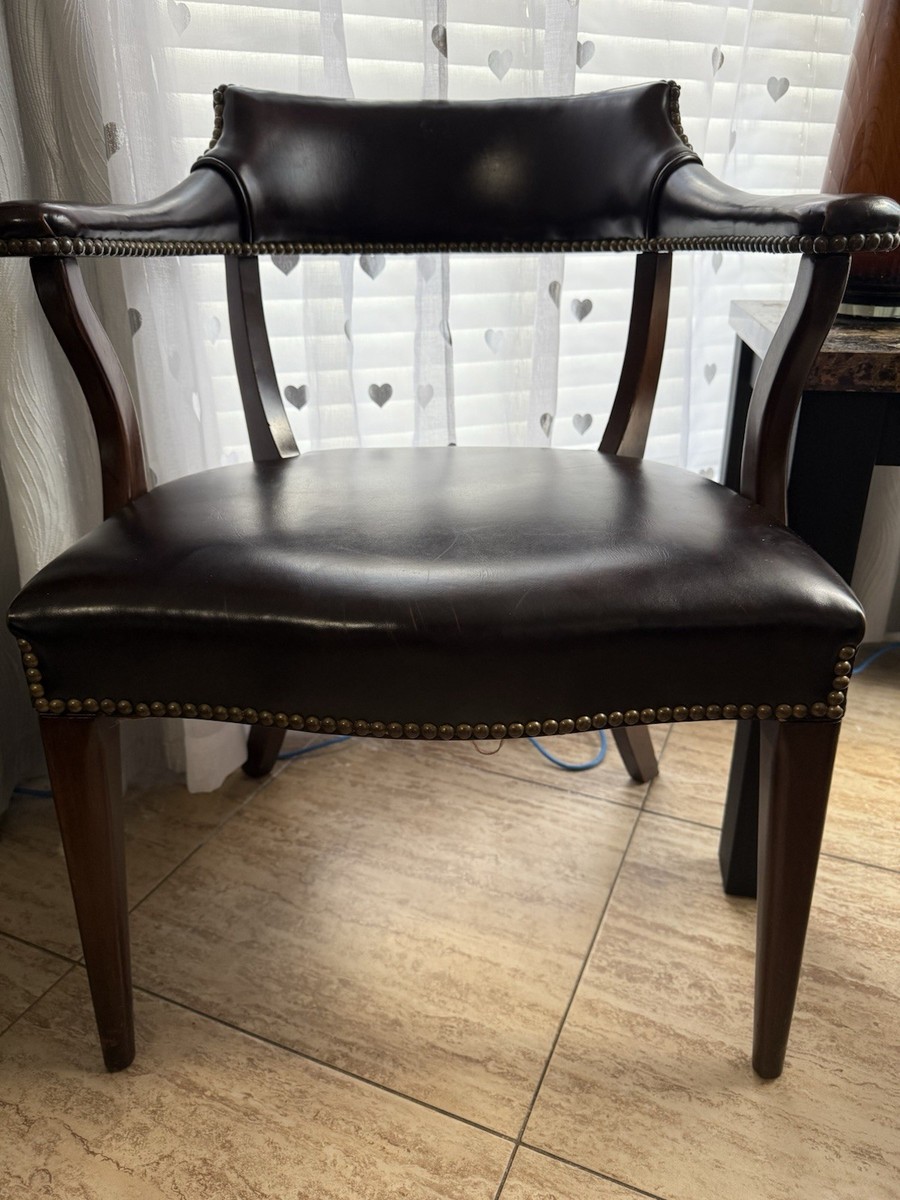 Vintage Hickory Chair Co Mahogany Federal Style Brass Tacked