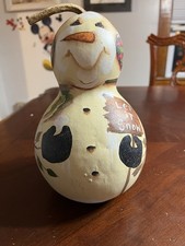 Snowman Hand painted Decorative Signed Gourd