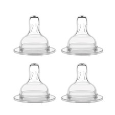 Silicone Nipple Slow Flow, 4Pc; Compatible with Spectra/Motif Luna/ Widemouth Bo