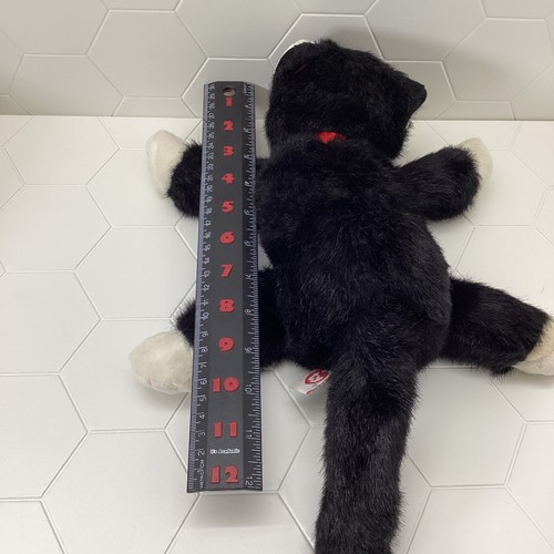 TY Beanie Buddies Stiefel Smoking Katze Plüsch schwarz weiß Kätzchen rotes Band Vintage 1997 - Bild 7 von 10