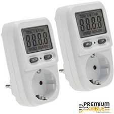 2 Stück Energiemesser Stromzähler EM50 Strommesser Messgerät für Steckdose 3680W