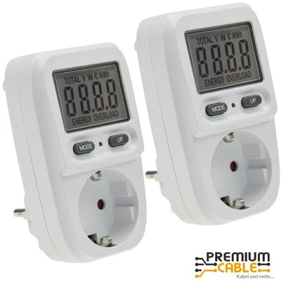 MCPOWER 2 Stück Energiemesser Stromzähler EM50 Strommesser Messgerät für Steckdose 3680W