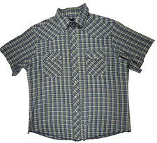 Wrangler Shirt Men's XL Blue Plaid Western Pearl Snap Short Sleeve Shirt
