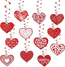 Red Heart Decorations Hanging Ornaments Romantic Valentine's Day 12pcs,