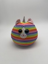 Ty Squish A Boos Heather The Rainbow Striped Unicorn Cat Plush 11"