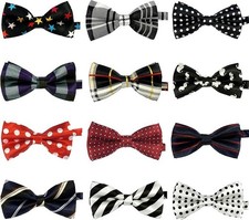 12 Pack Boys Mixed Designs Adjustable Pre Tied Bow Necktie Tie Set Set a