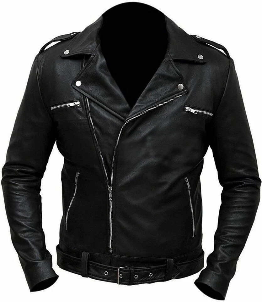Men’s Black Genuine Leather Vintage Cafe Racer Motorcycle Biker Jacket