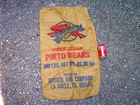 VINTAGE JACK RABBIT PINTO BEANS 100 LBS BURLAP FEED SACK BAG~LA SALLE CO.