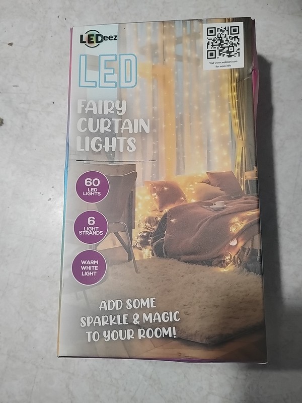 LEDeez LED Fairy Curtain Lights 60 Lights, 6 Strands, Warm White FREE SHIPPING
