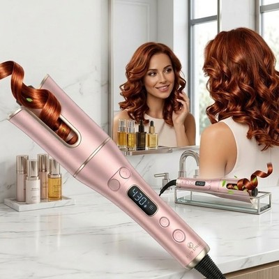 Hair Curler Automatic with LCD Display   1  Rotating Barrel, 4 Heat Settings, 3
